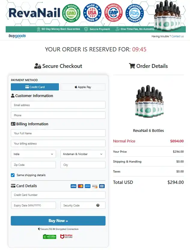 RevaNail Order Page